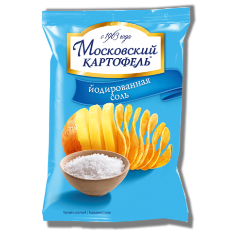 Картофель Московкский хруст. 130г/16 уп в кор с йодир. солью "Русский продукт"