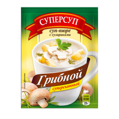Суперсуп-пюре Суперсытный момент. "Грибной с сух." 23г/80шт (4ш/б в г/к) "Русский продукт"