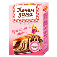 Торт Печем дома "Мраморный с глазурью" 390г/16уп в кор "Русский продукт"