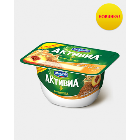 Активиа творожная 130 Персик/3 злака/льн.сем*8