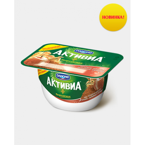 Активиа творожная 130 Печеное яблоко/3 злака/льн.сем*8