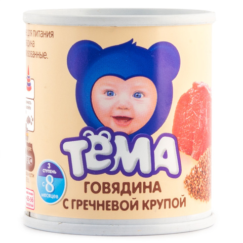 Пюре мясное ТЁМА 100г ж/б говядина с гречн.крупой
