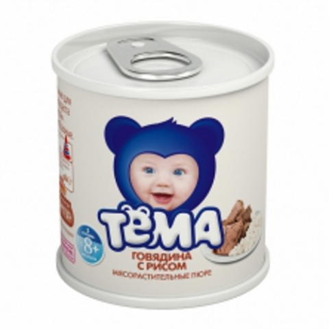 Пюре мясное ТЁМА 100г ж/б говядина с рис.крупой