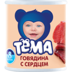 Пюре мясное ТЁМА 100г ж/б говядина с сердцем