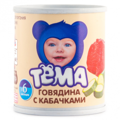 Пюре мясное ТЁМА 100г ж/б говядина с кабачками и рисом