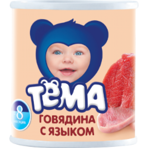 Пюре мясное ТЁМА 100г ж/б говядина с языком