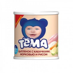 Пюре мясное ТЁМА 100г ж/б цыпленок с кабачк. морковью рисом