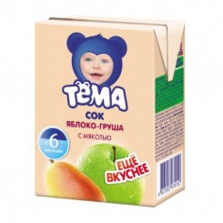 Сок ТЕМА с мякотью 200мл яблоко-грушевый